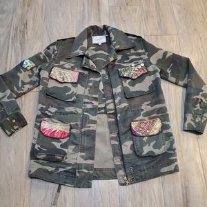 Anthro. Beautiful Stories Camo Utility Jacket S